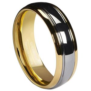 Tungsten Carbide Ring 6 mm Dome Gold Silver Color Bands de mariage avec des anneaux de couple à hauts fins polis pour les amoureux3364