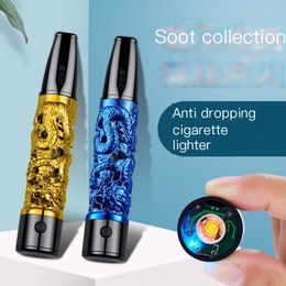 Bobina de tungsteno, encendedor USB, colección de cenizas portátil, filtro de cigarrillos antisuciedad, forma de columna de dragón creativa, accesorios para fumar RA1S