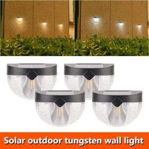 Tungsten Filament Lamp LED Solar Wall Light Outdoor Waterproof Solar Fence Lamps Security Light for Garden Yard Outside