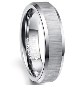 Anneau de tungstène de 6 mm de large et 23 mm de bord de bord Lassa Color platine platine Men039s bijoux USA Taille 712 Marchandises en stock77906127154218