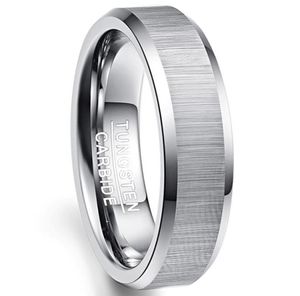 Bague en tungstène de 6 mm de large et 23 mm d'épaisseur, bord Lassa plaqué platine, bijoux pour hommes, taille américaine 712, produits en stock77906128701819