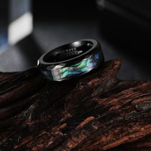 Bague en acier tungstène avec bord en losange, noir, or Rose, bagues de mariage pour hommes, bijoux à la mode