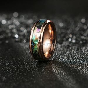 Tungsten Staal Ruit Rand Trim Zwart Rose Gouden Ring Mode Heren Trouwringen Ringen voor Mannen Sieraden