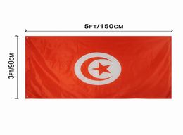 Tunisia Flag 3x5ft 150x90cm Polyester Printing intérieur extérieur suspendu vendant un drapeau national avec des œillets en laiton shippin9445245