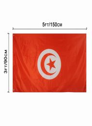 Tunisia Flag 3x5ft 150x90cm Polyester Printing intérieur extérieur suspendu vendant un drapeau national avec des œillets en laiton shippin1430573