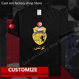 Camiseta con bandera de país tunecino de Túnez, camiseta personalizada gratis, camisetas de algodón con número de nombre DIY 100, camisetas árabes Tunisie 220620