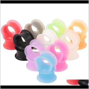 Túneles Entrega de gotas 2021 Sile Flexible Flesh Tunnel Solft Gauge Tapones Piercing Camilla Expander Hollow Ear Skin Pendientes Joyería del cuerpo 9