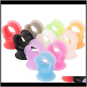 Túneles Jewelrywomen Hombres Sile Flexible Delgado Doble acampanado Tapones para los oídos Medidores Pendientes Expansión Piercing Flesh Tunnel Body Jewelry Ps2035 Dro