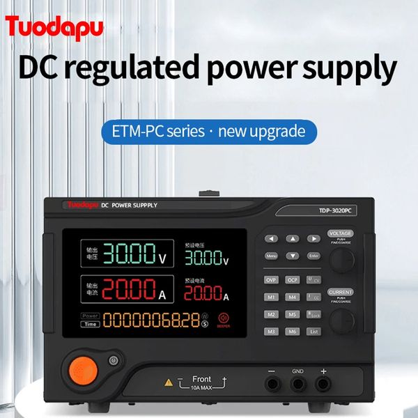 Tuodapu Fuente de alimentación regulada por CC programable 15V 60A Voltaje constante ajustable Fuente de alimentación CC programable de corriente constante