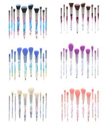 TUOLIDI NOUVEAU LOGO CUSTUMENT 10PCS Kit de brosse de maquillage Transparent Diamants Crystal Handle Makeup Brush Set8301104