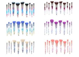 TUOLIDI NOUVEAU LOGO CUSTUMENT 10PCS Kit de pinceau de maquillage Transparent Diamants Crystal Handle Makeup Brush Set1571174