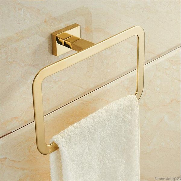 Tuqiu Gold Towel Ranger, soporte para almohadas de baño, estante, papel, anillo de toalla, juego de accesorios de baño con gancho para bata