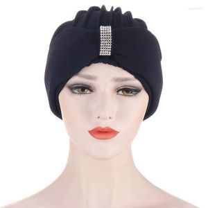 Turban chapeaux pour femmes solide strass éponge chapeaux casquettes chimio bonnets bandeau Cancer bonnet/crâne Eger22