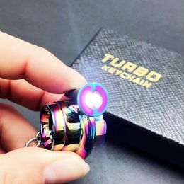 Porte-clés Turbo Sound en forme de Turbine, porte-clés électrique LED en métal, pendentif turbocompresseur pour homme, cadeau de luxe créatif avec boîte