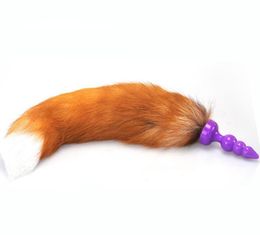 Ture Fox Tail Anal Plug Silicone Anus Beads Butt Stimulateur dans les jeux pour adultes Flirter Toys for Women Fetish Erotic Sex Products3649180