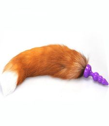 Ture Fox Tail Anal Plug Silicone Anus Beads Butt Stimulateur dans les jeux pour adultes Flirter Toys for Women Fetish Erotic Sex Products8393551