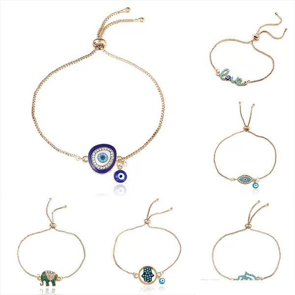 Turquie bleu mauvais œil bracelets pour femmes hommes bonne chance Hamsa main éléphant amour charme chaînes réglables bracelet bijoux de mode