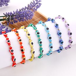 Turkije Kleurrijke Boze Oog Armband Vrouwen Handgemaakte Touw Ketting Kristal Lucky Eyes Kralen Armbanden Meisje Partij Sieraden Gift