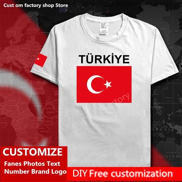 Turquie Pays Drapeau T-shirt DIY Personnalisé Jersey Fans Nom Numéro Marque Coton T-shirts Hommes Femmes Lâche Casual Sports T-shirt 220616