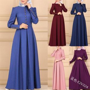 Turquía Dubai vestido largo musulmán mujeres gran swing A-line Abaya Caftan Kimono ropa islámica Elbise marroquí Kaftan Hijab Dresses252W