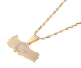 Mapa de pavo Flag Gold collar colgante turco para mujeres Men Turks Jewelry IC Regalos1770785