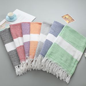 Serviette de plage turque en tissu de coton à pampilles pour adultes, motif géométrique, serviettes de bain d'été de haute qualité, 100x180cm, vente en gros