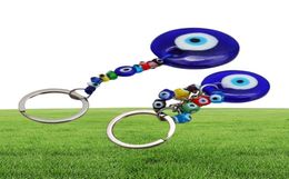 Turkish Blue Evil Eye Key Ring Charms Pendants Pendants Crafting Verre Keychain avec clés d'ornement suspendu Accessoires de bijoux Amulet FO9268616