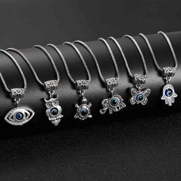 Turks Blue Evil Eye Hangers Kettingen Voor Dames Olifant Butterfly Owl Hanger Choker Sleutelbeen Ketting Meisjes Sieraden Good Luck G1206