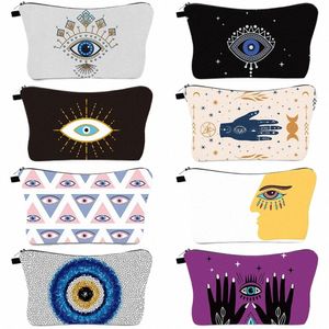 Turc Bleu Evil Eye Portable Femmes Voyage Sac De Rangement Organisateur De Toilette Sac Cosmétique Étanche Femelle Chanceux Chic Maquillage Sac X5if #