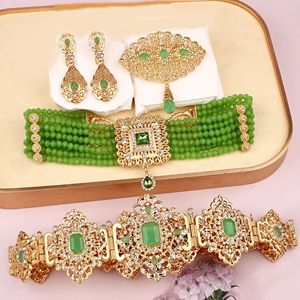 Turkish Caftan Wedding Jewelry Set Gold plaqué ethnique ACCESORIOS MUJER Collar Y Aretes Arabe Muslim SetS Bijoux Femme 240408