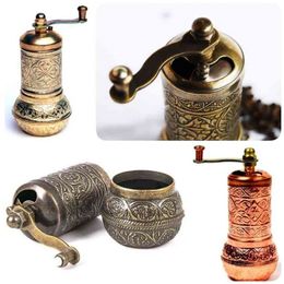 Turkse koperen peper koffie kruiden zout molen handmolen traditionele handgemaakte 4,3 inch keukengerei gift decoratieve geborduurde 210611