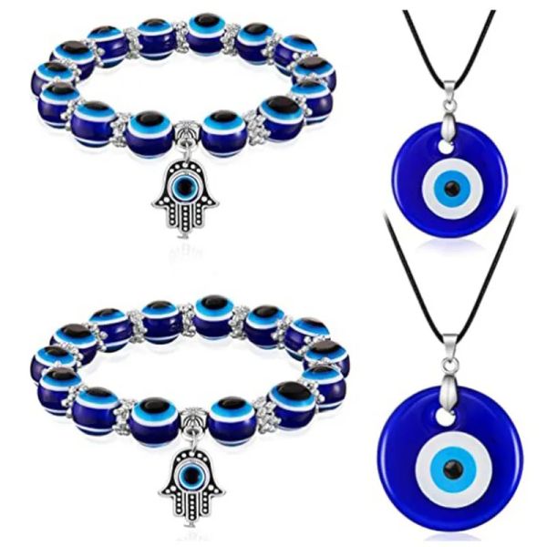 Colliers avec pendentif œil du diable turc pour hommes et femmes, verre bleu, mauvais yeux, Bracelet perlé, bijoux, accessoires cadeaux, prix en vrac LL