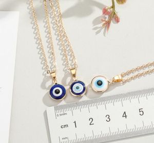 Collier pendentif turc malélisé Blue Eye pour femmes filles or couleur vernale bordure charme de la chaîne de la clavicule Colliers