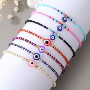 Turkse Boze Oog Kraal Armband Vrouwen Trendy Eenvoudige Handgemaakte Kleur Lucky Blue Eye Hand Chains Party Bruiloft Sieraden