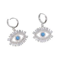 Boucle d'oreille pendante mauvais œil turc pour femmes, bijoux design porte-bonheur pavé cz pierre turquoise de haute qualité, bijoux à la mode 8022408
