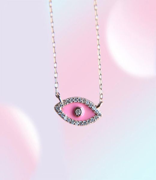 Collar de mal de ojo turco, 5 colores, joyería de plata de ley 100 925, amuleto de ojo encantador, regalo de chica afortunada, collar de cadena de plata fina jewe8154018