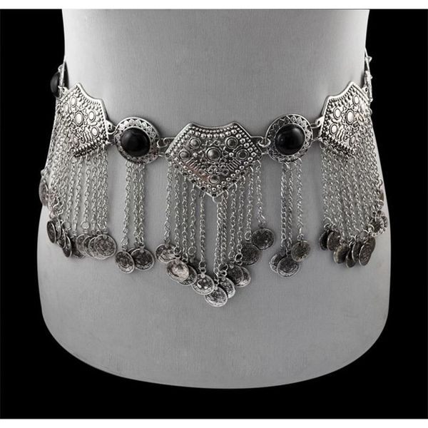 Chaînes de ventre en argent gitane turc Boho bijoux ethniques sexy bikini taille danse pièce de monnaie robe ceinture ventre piercing bijoux tribaux T20050272s