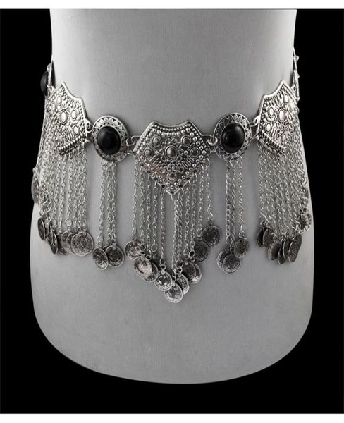 Chaînes de ventre en argent gitane turc Boho bijoux ethniques Sexy Bikini taille danse pièce de monnaie robe ceinture ventre Piercing bijoux tribaux T200504910262