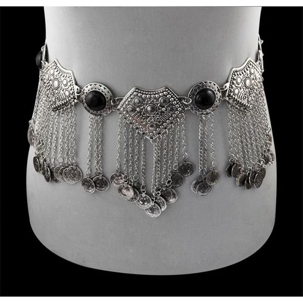 Chaînes de ventre en argent gitane turc Boho bijoux ethniques sexy bikini taille danse pièce de monnaie robe ceinture ventre piercing bijoux tribaux T20050296V