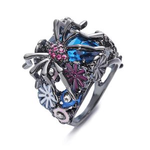 Turkse Handgemaakte 925 Zilveren Bloem Spider Sapphire Vrouwen Ring Mode-sieraden Gift AMERIKAANSE Maat 6-102666