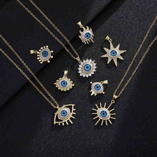 Turc Chanceux Evil Eye collier Femmes 8 Style Blue Eyes Femelle Charme De Mode Émail En Acier Inoxydable Chaîne collier Bijoux Cadeau G1206