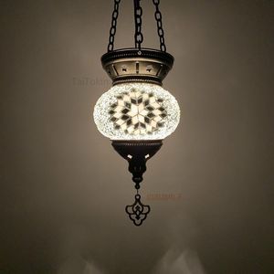 Lámpara colgante De mosaico turco Vintage Art Deco hecho a mano Lamparas De Mesa vidrio luz romántica Con lámparas De mosaicos