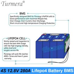 Turmera 4S 12.8V 280a Balans LifePo4 Batterij BMS Balans Beschermde bord voor 3,2V 100Ah 200AH 280AH 320AH LIFEPO4 Batterijen Gebruik