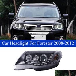 Luz de freno de giro Conjunto de faros delanteros de coche para Subaru Forester Lámpara de faro de luz alta de señal dinámica LED 2008-2012 Drop Deliver Dhife