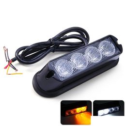 Draai het remlicht Winsun 12V 4W 4 LEDS Auto Truck Emergency Strobe Flash Light - Amber White JHZG97001 Power Lamp Bead DC12V Burst Dro Dhvur