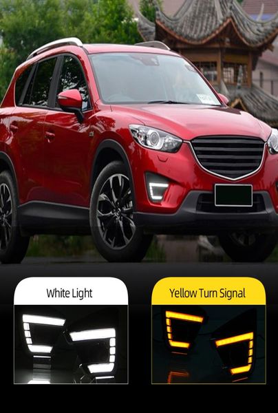 Relé estilo señal de giro, luces de circulación diurna drl led para coche de 12V con orificio para lámpara antiniebla para Mazda cx5 cx5 cx 5 2012 2013 2014 2015 20164667772