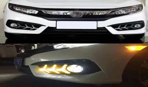 Turning Signal Style Relay Car LED DRL Daytime Film Lights for Honda Civic 10th 2016 2017 2018 Accessories with Fog Lamp Hole2203014