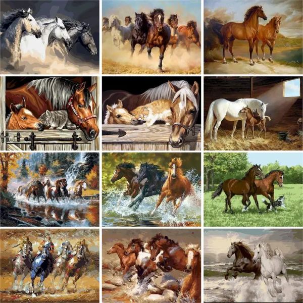 Turtonables peinture à l'huile gatyztory par nombre pour adultes peinture animale pour chats de cheval par nombre décoration de maison moderne artcraft encadré