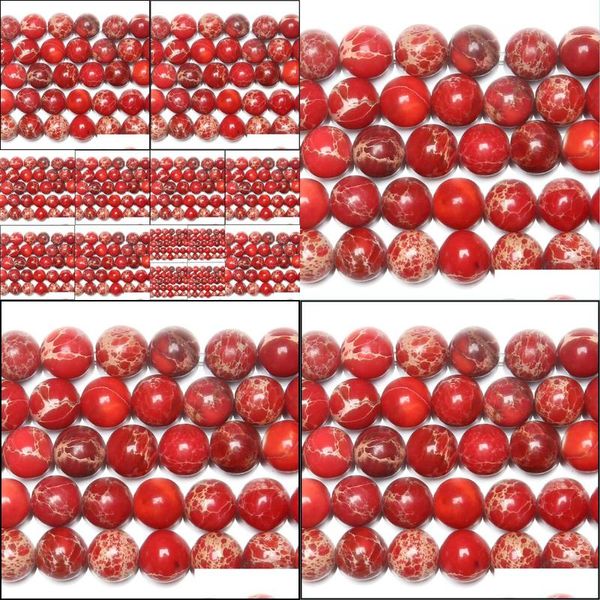 Turquesa 8 mm 15 Piedra natural Mar Rojo Enviado Turquesas Jaspes imperiales Cuentas sueltas redondas 4 6 8 10 12 mm Tamaño de selección Entrega de gota 2022 Dh80P