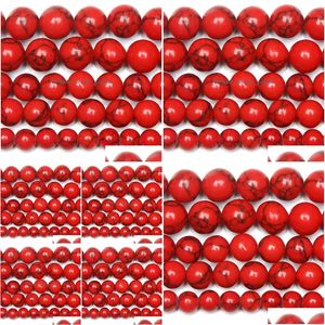 Turquesa 8 mm Piedra natural china Red Turquesa e Reducir cuentas sueltas 15 Hombra 4 6 8 10 12 mm Pick Size Drop entrega de gota Jewelr Dhgarden DHFN3